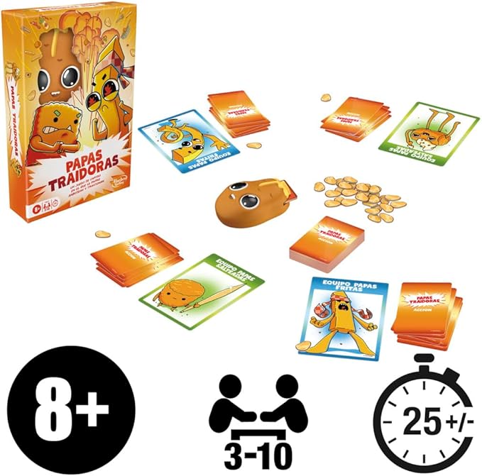 Hasbro Gaming Papas Traidoras Juego de Cartas, Juego dinámico con Rondas de 25 Minutos, para familias y Adultos, para 3 a 10 Jugadores, + 8 años