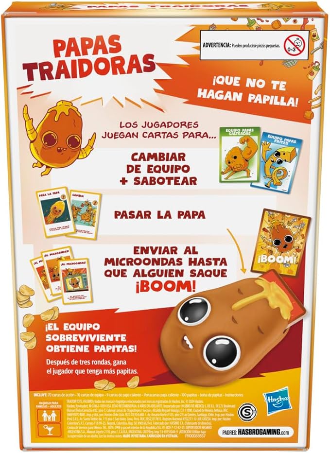 Hasbro Gaming Papas Traidoras Juego de Cartas, Juego dinámico con Rondas de 25 Minutos, para familias y Adultos, para 3 a 10 Jugadores, + 8 años