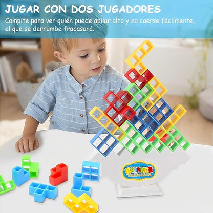 64pcs Tetris Tower Balance Game con Bolsa, Juguetes de Apilamiento de Equilibrio, Bloques de Construcción de Equilibrio de Descompresión, Regalos para Niños 5-15 Intelligence Educativo