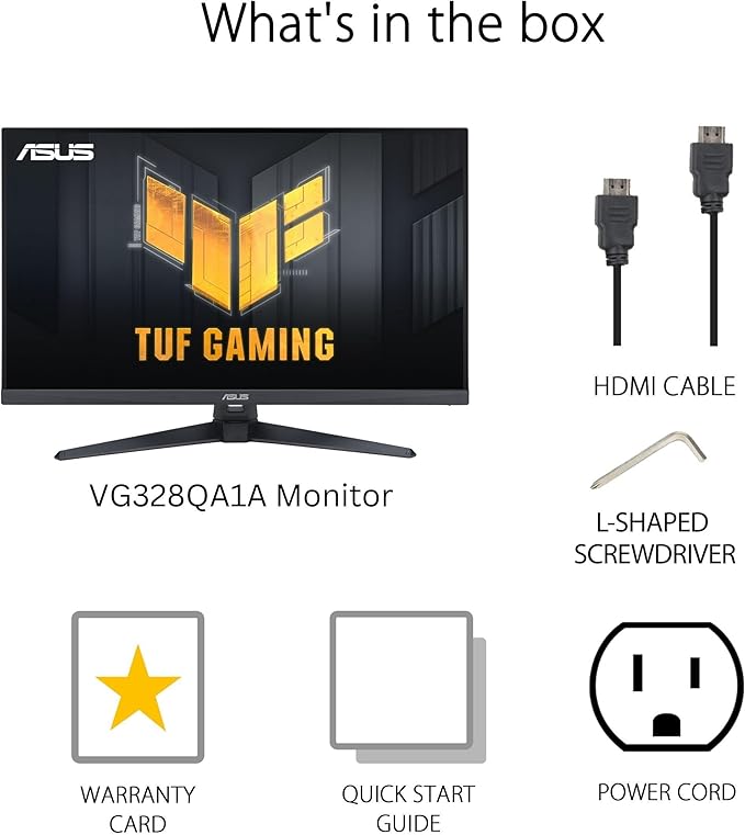 ASUAA Monitor para Juegos TUF Gaming VG328QA1A, 32" (31.5" visibles), Full HD, Overclock 170Hz (Nativo 165Hz), Extreme Low Motion Blur, FreeSync Premium, 1ms (MPRT), Shadow Boost