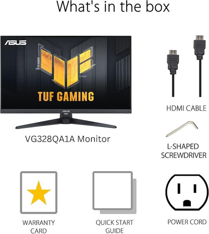 ASUAA Monitor para Juegos TUF Gaming VG328QA1A, 32" (31.5" visibles), Full HD, Overclock 170Hz (Nativo 165Hz), Extreme Low Motion Blur, FreeSync Premium, 1ms (MPRT), Shadow Boost