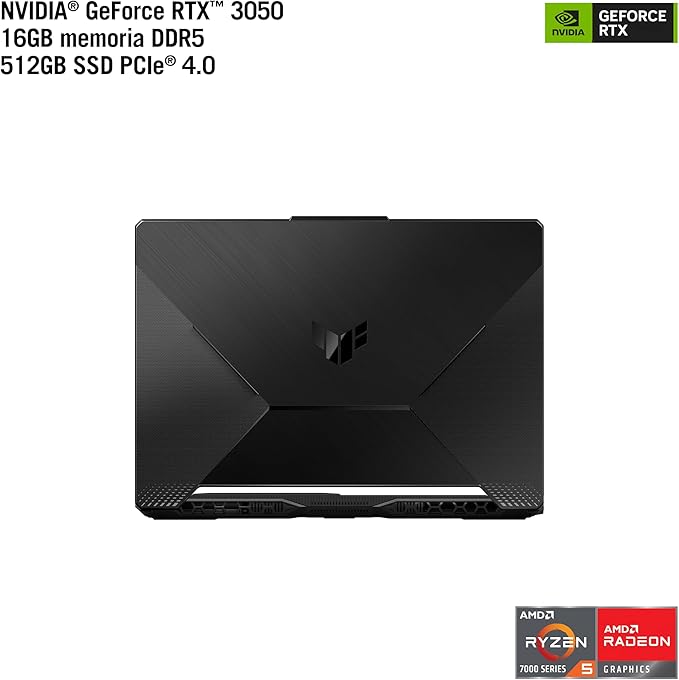 ASUS Laptop TUF Gaming A15 2024 FA506NC-HN003W NVIDIA GeForce RTX™ 3050 AMD Ryzen 5 16GB RAM 512GB SSD/Negro/Teclado en Español (Garantía y Servicio México)