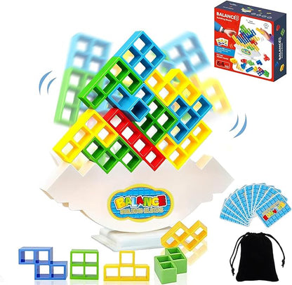 64pcs Tetris Tower Balance Game con Bolsa, Juguetes de Apilamiento de Equilibrio, Bloques de Construcción de Equilibrio de Descompresión, Regalos para Niños 5-15 Intelligence Educativo