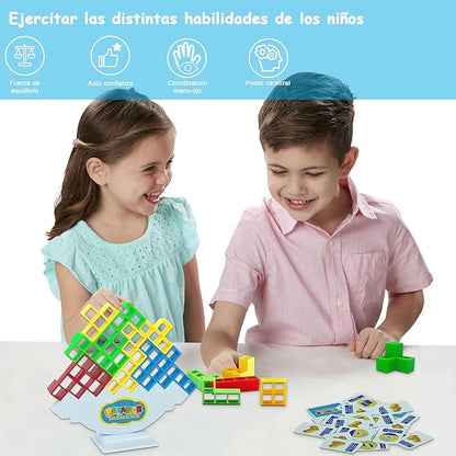 64pcs Tetris Tower Balance Game con Bolsa, Juguetes de Apilamiento de Equilibrio, Bloques de Construcción de Equilibrio de Descompresión, Regalos para Niños 5-15 Intelligence Educativo