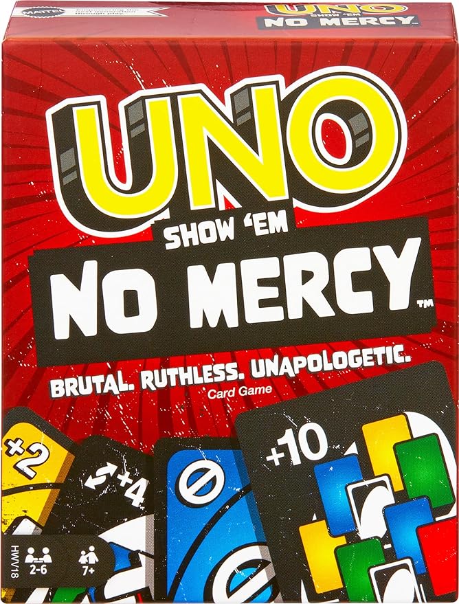 UNO Juego de Cartas No Mercy para niños de 7 años en adelante