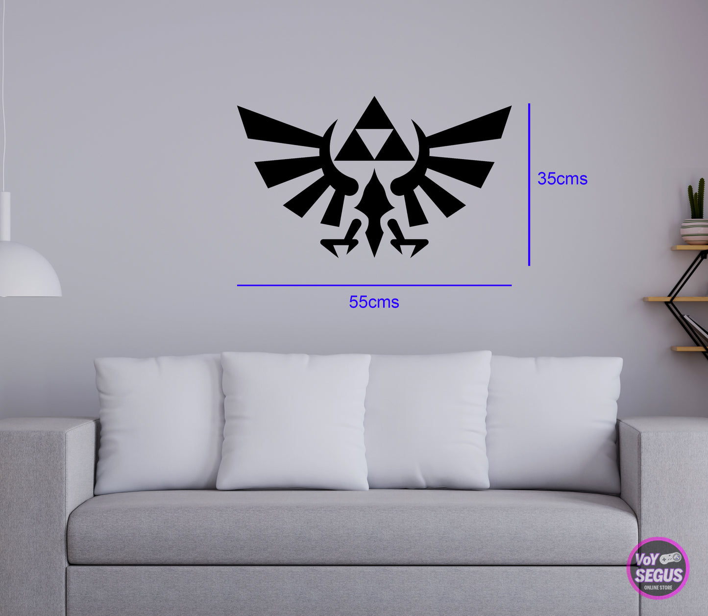 Vinil de Zelda Trifuerza decorativo para pared o auto Grande (55cms)