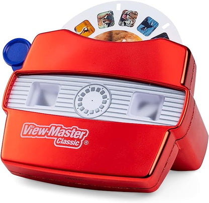 Classic View Master Deluxe Edition con Carretes Discovery Kids (Visor Metálico Rojo, Estuche de Almacenamiento y 5 Carretes Incluidos) - Exclusivo de Amazon