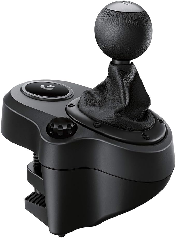 Logitech G Driving Force Shifter Palanca de Cambios para Volantes de Carreras G29, G920 y G923, 6 Velocidades, Marcha Atrás a Presion, Acero y Cuero - Negro