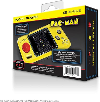 MY ARCADE Pac-Man - Consola de Juegos portátil Pocket Player: 3 Juegos Integrados, Pac-Man, Pac-Mania, Pac-Panic, Coleccionable