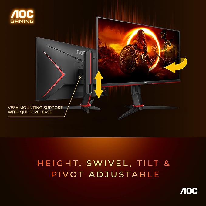 AOC 27G2S - Monitor para Juegos de 27 Pulgadas, Full HD 1920 x 1080, 165 Hz 1 ms, Compatible con G-Sync, 3 años de Punto Cero Brillante, Negro