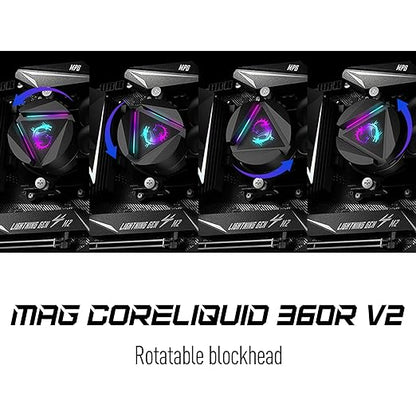 MSI - Enfriamiento Líquido para CPU - MAG CORELIQUID 360R V2 - 120 x 120 x 25mm - 500 ~ 2000 RPM - (Compartible Hasta LGA 1700)