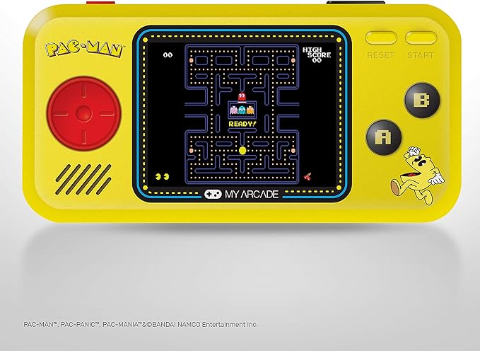 MY ARCADE Pac-Man - Consola de Juegos portátil Pocket Player: 3 Juegos Integrados, Pac-Man, Pac-Mania, Pac-Panic, Coleccionable