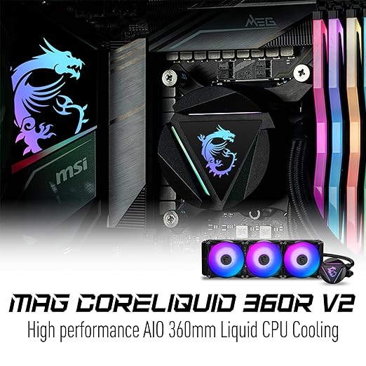 MSI - Enfriamiento Líquido para CPU - MAG CORELIQUID 360R V2 - 120 x 120 x 25mm - 500 ~ 2000 RPM - (Compartible Hasta LGA 1700)