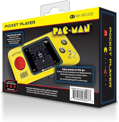 MY ARCADE Pac-Man - Consola de Juegos portátil Pocket Player: 3 Juegos Integrados, Pac-Man, Pac-Mania, Pac-Panic, Coleccionable